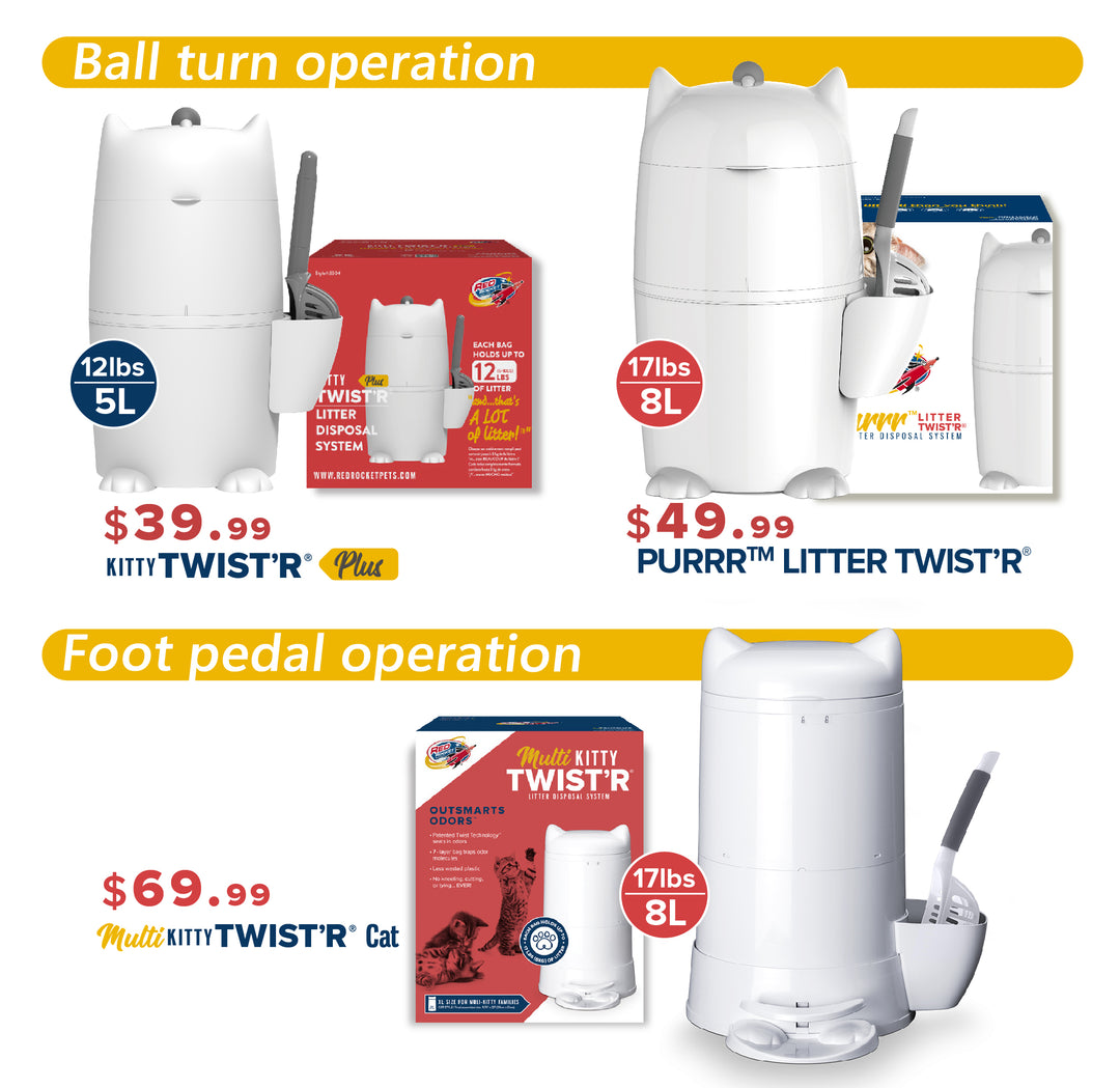 Red Rocket Litter Twist’R XL – Odor-Free Cat Litter Disposal Pail With Twist Seal, Holds 17 Lbs