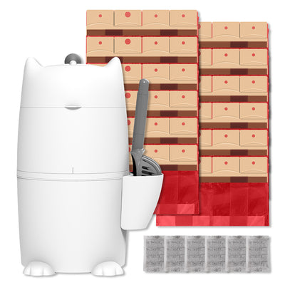 Kitty Twist'R Plus Pail(White)+12 Refill Bags+6 Charcoal
